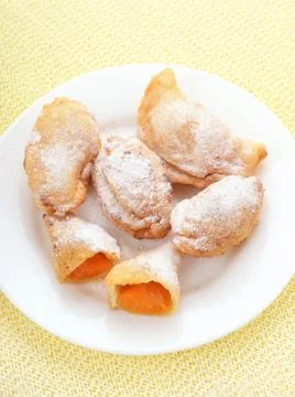 Cakes with apricots Stock Photos