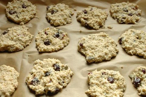 Cakes on brown paper prepared for baking Stock Photos