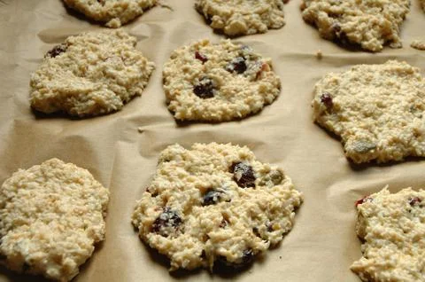 Cakes on brown paper prepared for baking Stock Photos