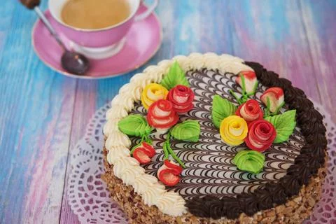 Cakes on color background Cake on gradient color background Copyright: xZo... Fotos de archivo