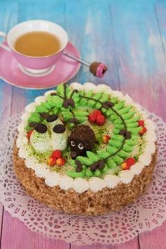 Cakes on color background Cake on gradient color background Copyright: xZo... Fotos de archivo