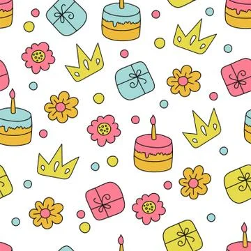 CAKES Comic Cartoon Seamless Pattern Vector Illustration 스톡 일러스트