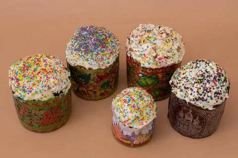 Cakes, Easter, Russian Easter pastry, not a beige background studio Stock Photos