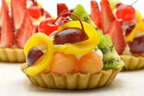 Cakes with fruit Stock Photos