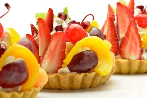 Cakes with fruit Stock Photos