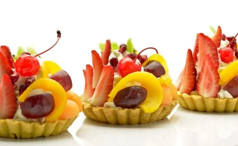 Cakes with fruit Stock Photos