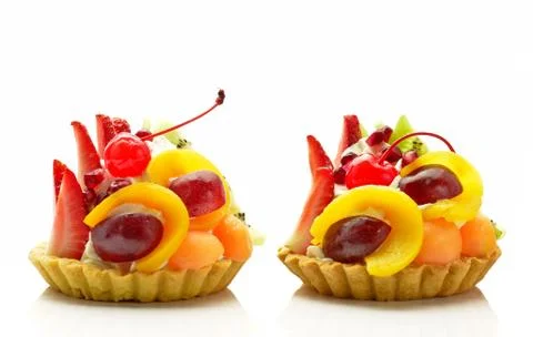 Cakes with fruit Stock Photos