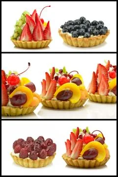 Cakes with fruit Stock Photos
