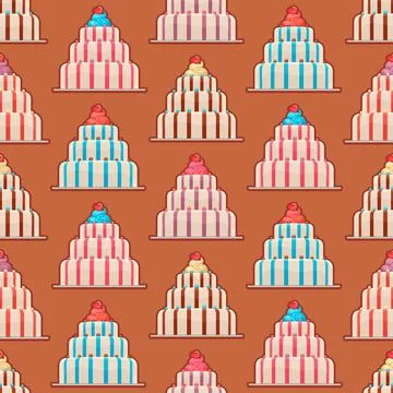 Cakes with hearts Stock Illustration