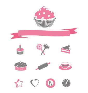 Cakes icons Stock Illustration