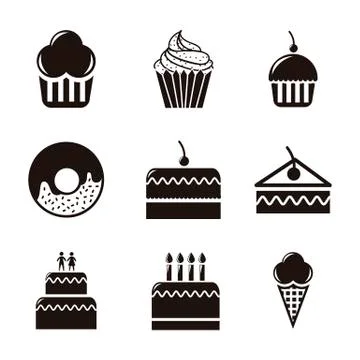 Cakes icons over white background. vector illustration Ilustração Stock