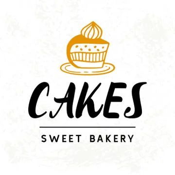 Cakes logotype template, sweet bakery badge label Stock Illustration