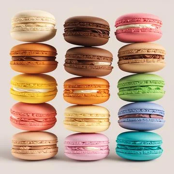 Cakes macaron or macaroon stacks on light background, colorful vibrant almo.. 스톡 일러스트