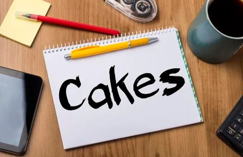 Cakes - Note Pad With Text Foto stock