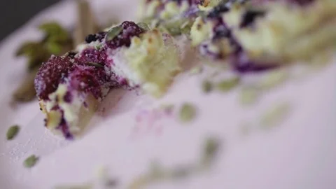 Cakes on a plate close-up Stock Footage 72986498