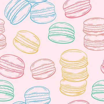 Cakes seamless pattern, hand engraved. Stock Illustration