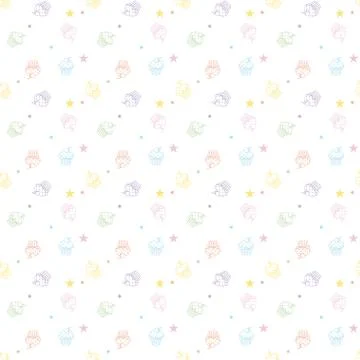 Cakes seamless pattern white colors Stock Illustration