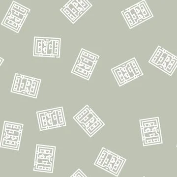 Cakes showcase line vector seamless pattern Stock Illustration