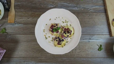 Cakes spinning on a table Stock Footage 72983536