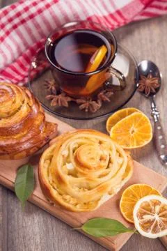Cakes with tea Foto stock