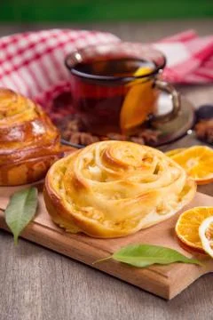Cakes with tea Stock Photos