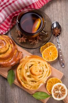 Cakes with tea Stock Photos
