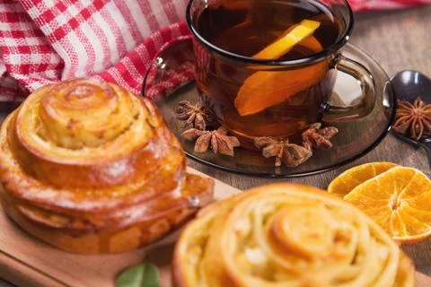 Cakes with tea Stock Photos