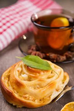 Cakes with tea Stock Photos