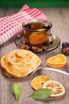 Cakes with tea Foto stock