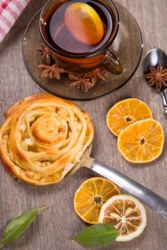 Cakes with tea Stock Photos