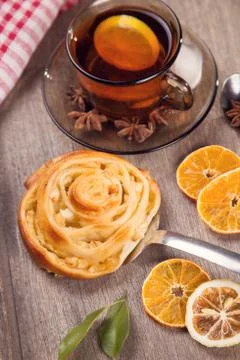 Cakes with tea Stock Photos