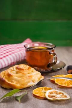 Cakes with tea Stock Photos