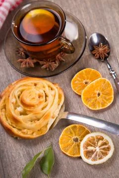 Cakes with tea Stock Photos