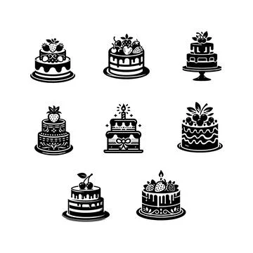 Cakes vectors on white Stock Illustration