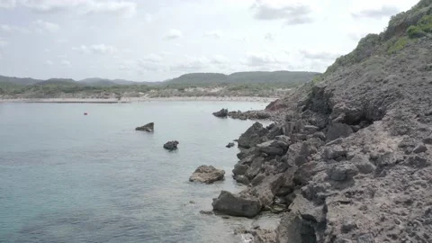 Cala Algaiarens beach view om Mediterranean sea.Spain Stock Footage 142878853