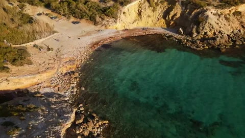 Cala Codolar beach in Ibiza, Spain Video stock 194745425