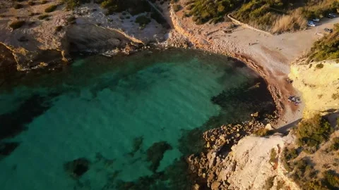 Cala Codolar beach in Ibiza, Spain Video stock 194745455