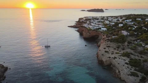 Cala Codolar beach in Ibiza, Spain Stock Footage 221750520