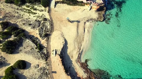 Cala Comte beach in Ibiza, Spain Stock Footage 194992803