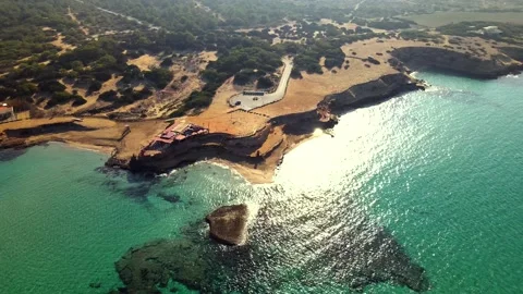 Cala Comte beach in Ibiza, Spain Stock Footage 194992808