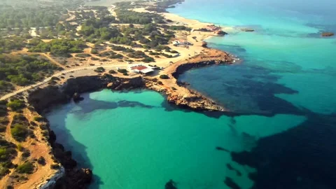 Cala Comte beach in Ibiza, Spain Stock Footage 194993092
