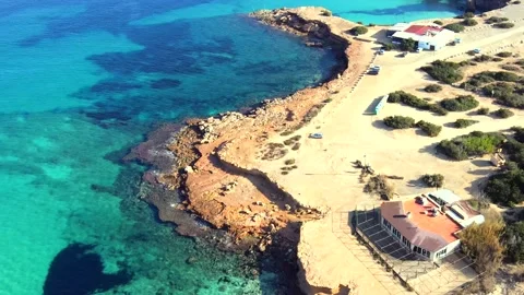 Cala Comte beach in Ibiza, Spain Stock Footage 194993096