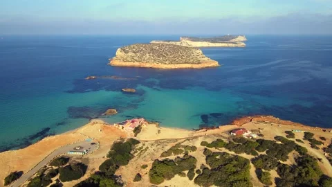 Cala Comte beach in Ibiza, Spain Stock Footage 194993183