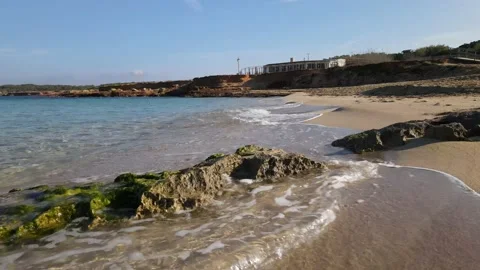 Cala Comte beach in Ibiza, Spain Stock Footage 194993956