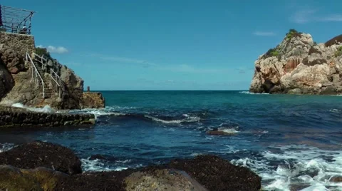 Cala Deia, breaking of waves Stock Footage 48763795