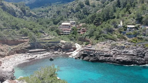 Cala Deia in Mallorca Beach view during summer Stock Footage 130649391