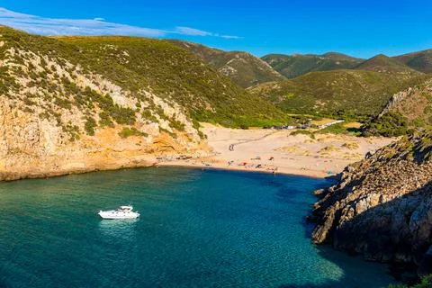 Cala Domestica beach, Sardinia, Italy. Sardinia is the second largest island  Stock Photos