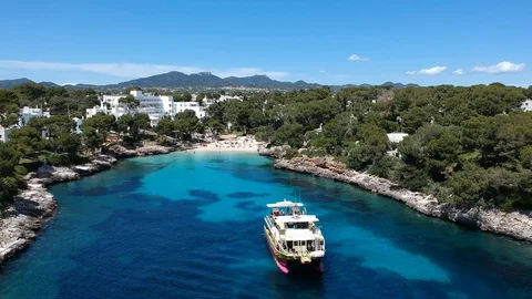Cala d'Or Mallorca Beach Drone Footage Video stock 130144948