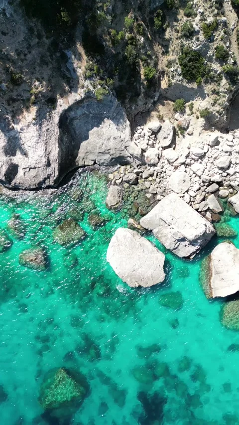 Cala Goloritz, an azure beach located in the town of Baunei, in the souther.. Stock Footage 271238065