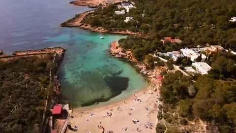 Cala Gracio and Cala Gracioneta beaches in Ibiza, Spain Video stock 196185553